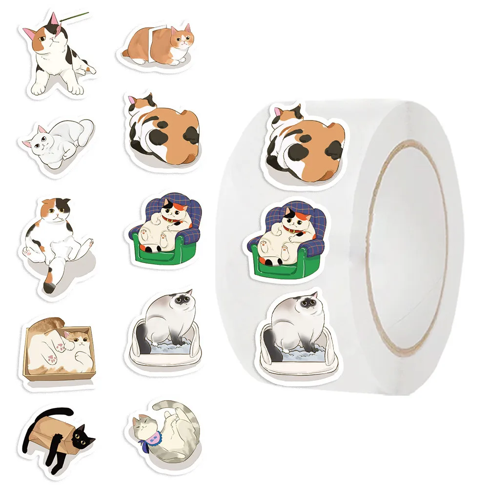 500-Sheet Kawaii Cat Scrapbooking Tape Roll - EN71 Certified Reusable Stickers for Envelope Sealing LanLanStickersWorld Store