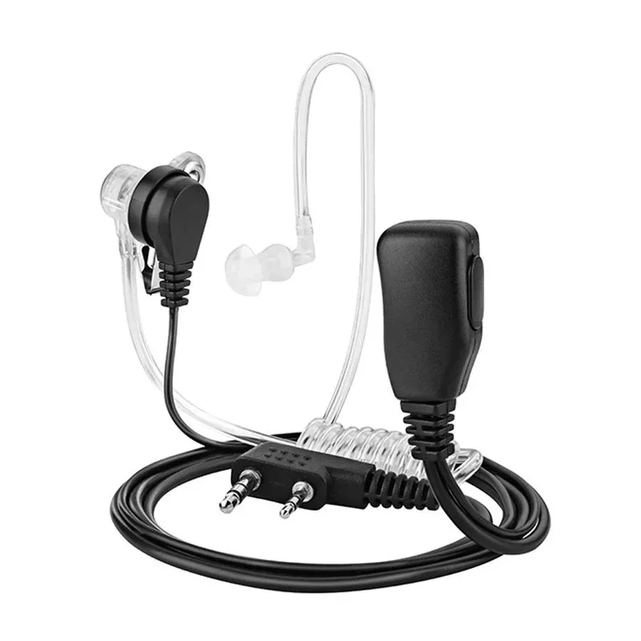 Walkie Talkie Headset para Transceptor, Air Tube PTT Headphone, 2 Pin Radio Earphones, apto para Kenwood Baofeng UV 5R