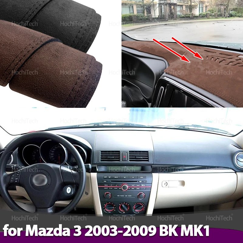 

Для Mazda 3 MK1 BK Mazda3 2003-2009 черный/коричневый замшевый кожаный коврик для приборной панели, коврик для приборной панели, 2006 автомобильный аксессуар