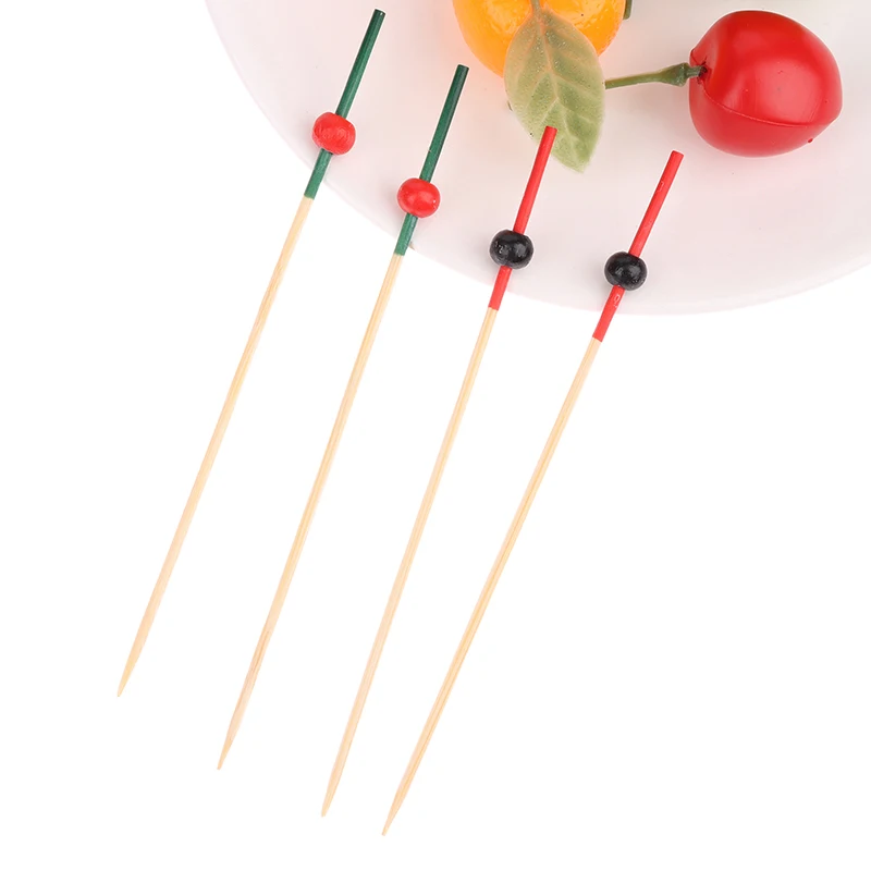 100pcs 12cm Bamboo Toothpicks Pick Buffet Cupcake Fruit Fork Party Dessert Salad Stick Cocktail Skewer For Wedding Party Decor