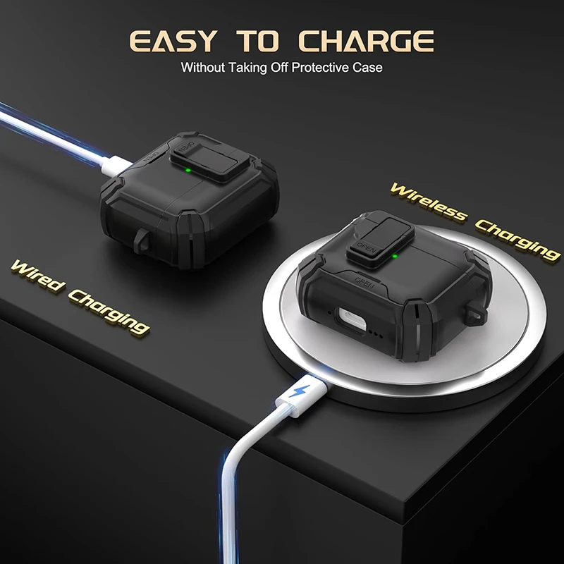 Magnetische Draadloos Opladen Oortelefoon Met Telefoon Houder Case Voor Airpods 4 2024 Schakelaar Slot Hoofdtelefoon Cover Voor Airpods Pro 2 3