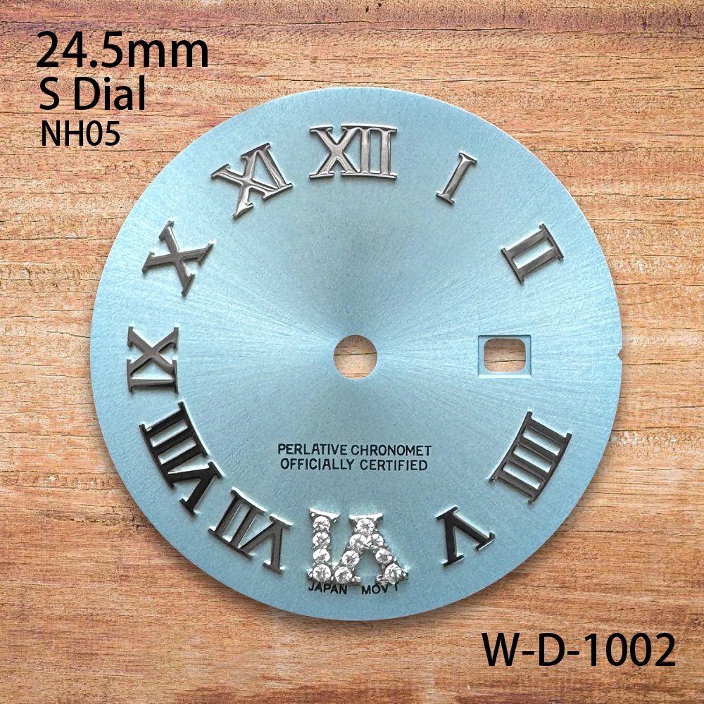 Quadrante con numeri romani di alta qualità con logo S da 24,5 mm adatto per accessori per la modifica dell'orologio con movimento NH05