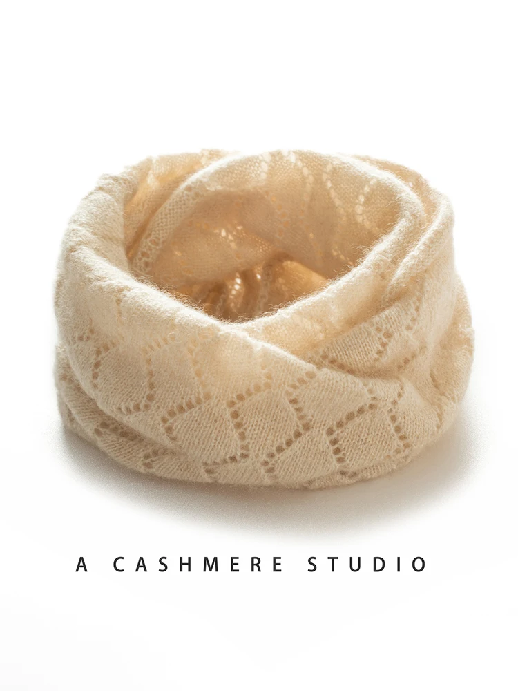 New-coming Wwinter Fashion Ccashmere Scarf For Wwomen Knitted Hollow Out Solid Warm Neckscarf High Quality Female Ring Scarves