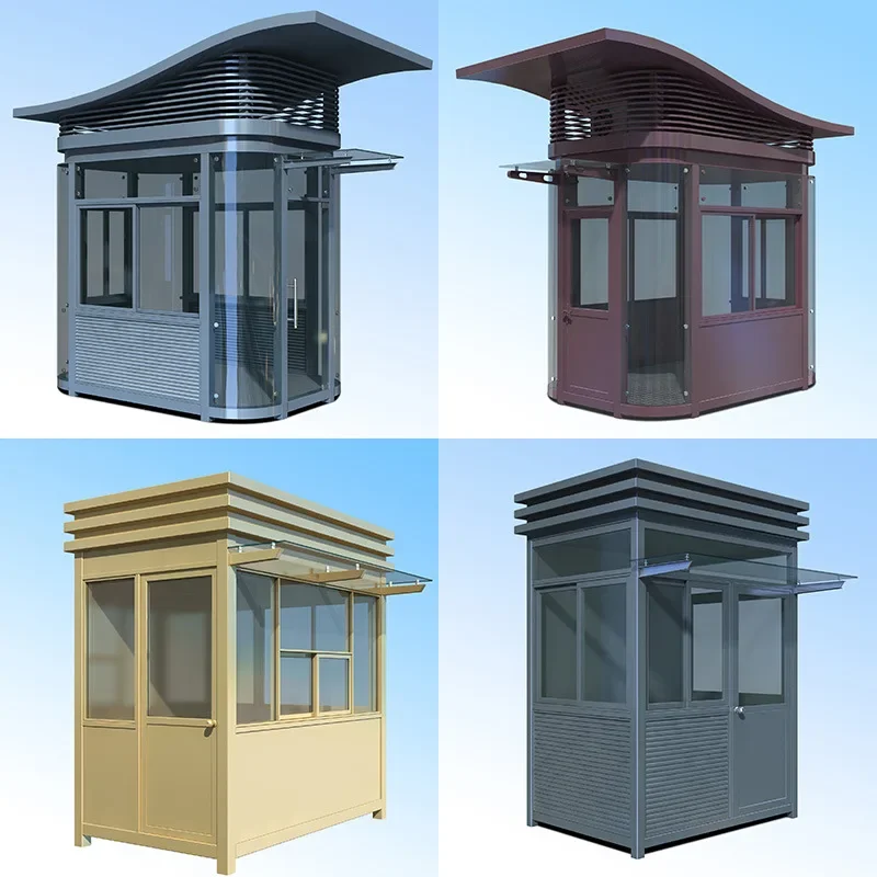 Customized Steel Structure Sentry Box, Outdoor Security Booth, Finished Product Toll Booth, Community Duty Security Sentry Booth