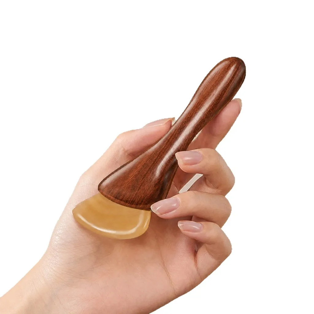 Sandalwood Lamb Hoof Massage Stick Facial Body Meridian Massage Comb Sheep Horn