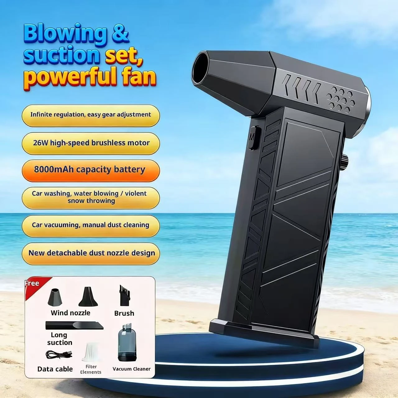 Nieuwe X9 verbeterde versie, krachtige ventilator, 450.000 RPM borstelloze föhn, draagbare stofzuiger, volledig geüpgradede borstelloze motor