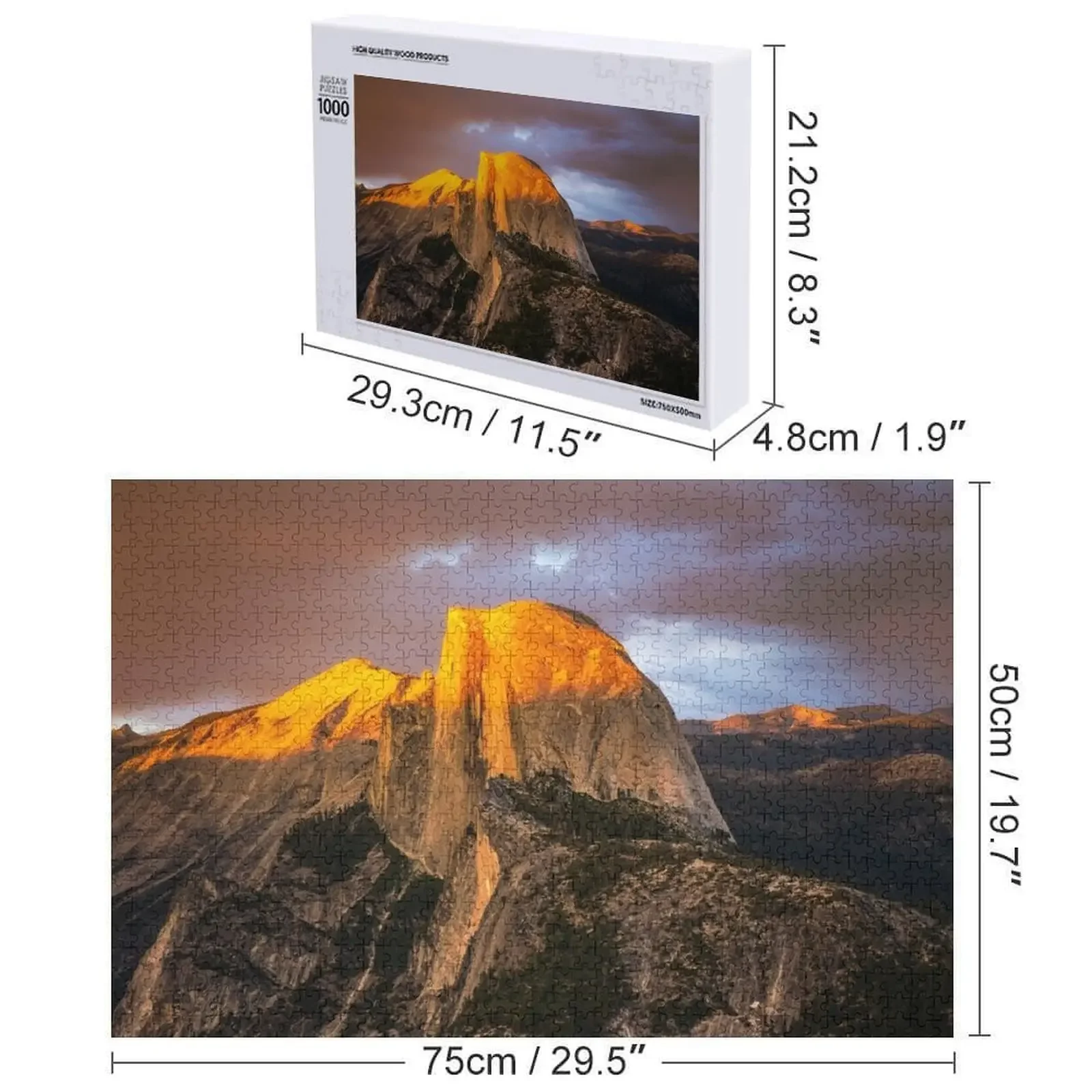 Sunlight on Half Dome - Yosemite National Park at Sunset in California Jigsaw Puzzle Iq Wooden Jigsaws For Adults Puzzle