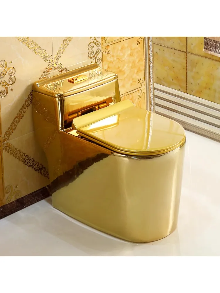 European-Style Hotel Club Golden Toilet Ultra-High Siphon Mute Pumping Toilet Personal Household Creative Toilet