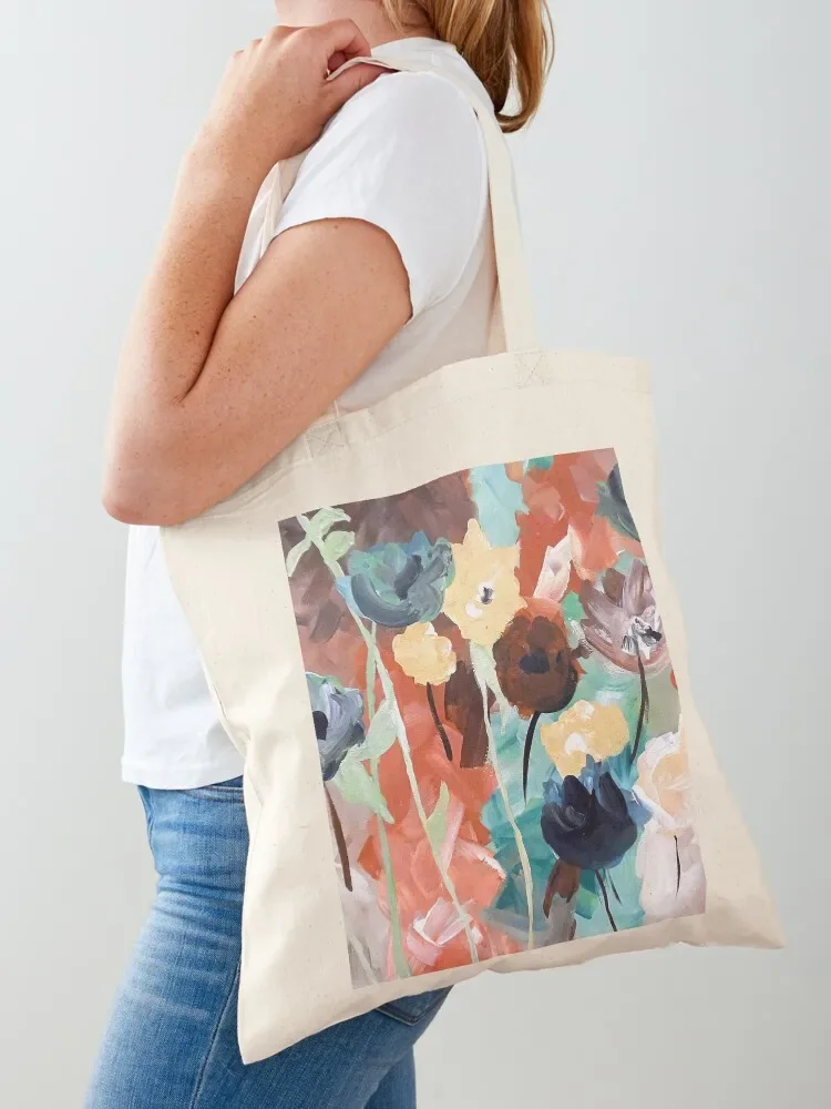 

Muted Floral Abstract Painting Tote Bag cute pouch bag shopper bag women canvas Candy bags Gift bags