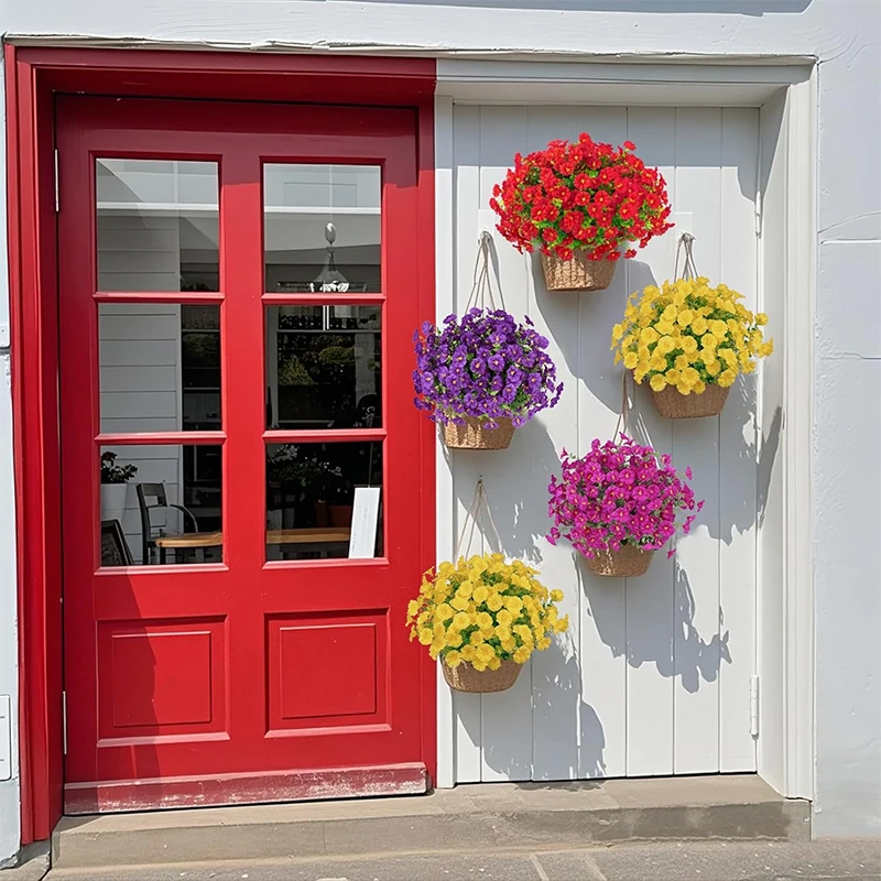 1/4 Stück künstliche Blumen, 35 cm, Eukalyptus-Kunstpflanzenstrauß für Zuhause, Raumdekoration, Veranda, Garten, Hochzeitsdekoration, Blumenkorb – Detail 4