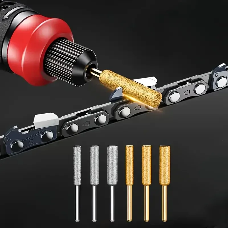 12PCS Diamond Chainsaw Sharpener Set, Titanium Coated Corundum Sharpener Head, Rotary Tool Burr Stone File for Chainsaw, Jade