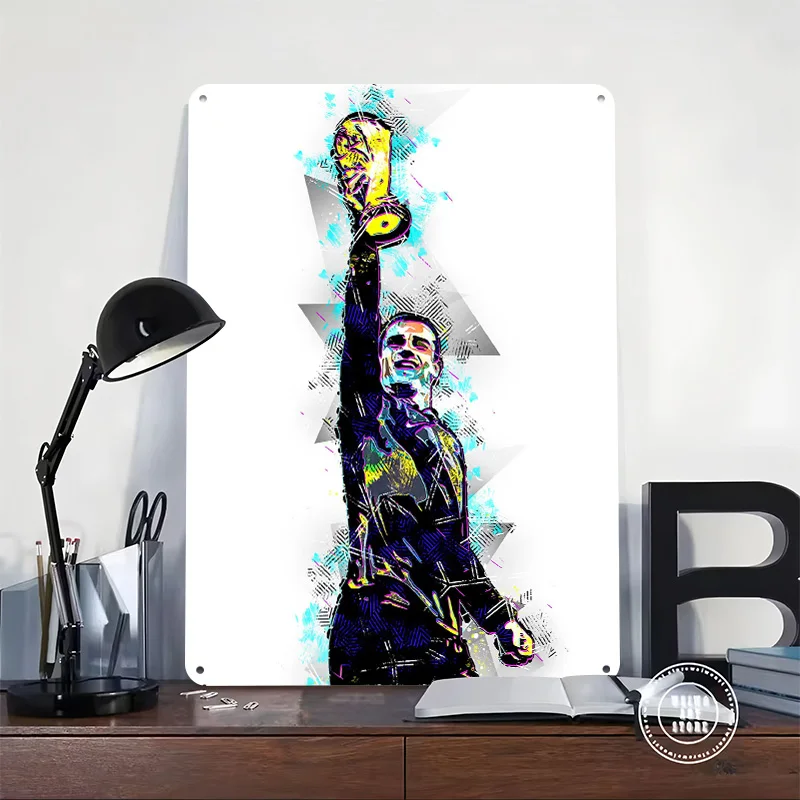 Antoine Griezmann Color Poster Retro 3D Printed Metal Signs Customized Wall Hanging Gift for Luxury Decoration Home Decor Items