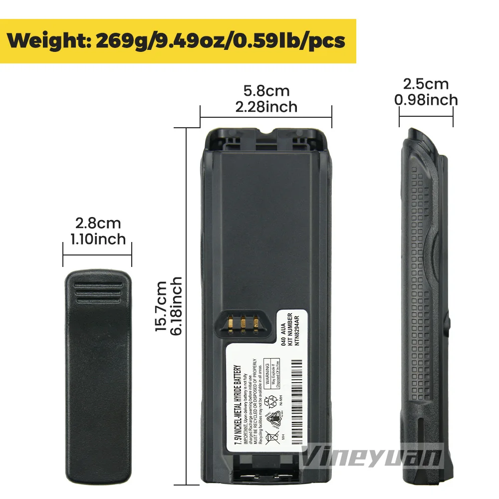 NEW 1800mAh NTN8294AR NI-MH Replacement Battery for MOTOROLA XTS3000 XTS5000 XTS3500 TETRA MTP200 MTP300 Two Way Radio