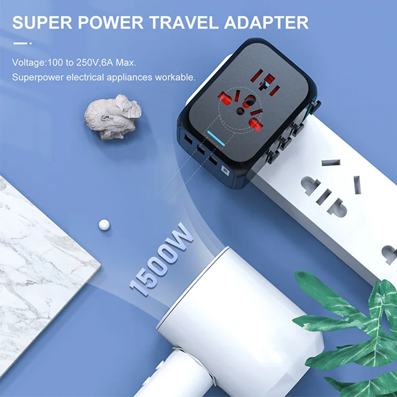 Imagem -04 - Adaptadores de Energia com Usb e tipo c Carregamento Rápido ue Reino Unido Eua Austrália Plugues de Viagem Internacional Usb 5v 3a
