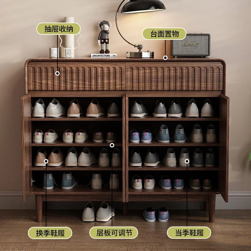Entry door integrated storage cabinet, living room foyer cabinet