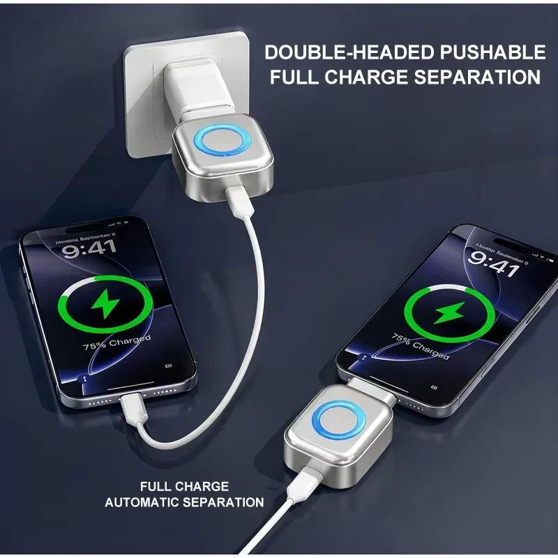 Cargador de apagado automático inteligente de 140 W AI, adaptador de carga de parada automática USB C con protección de sobrecarga, desconexión inteligente para laptop, teléfono, tableta, separador
