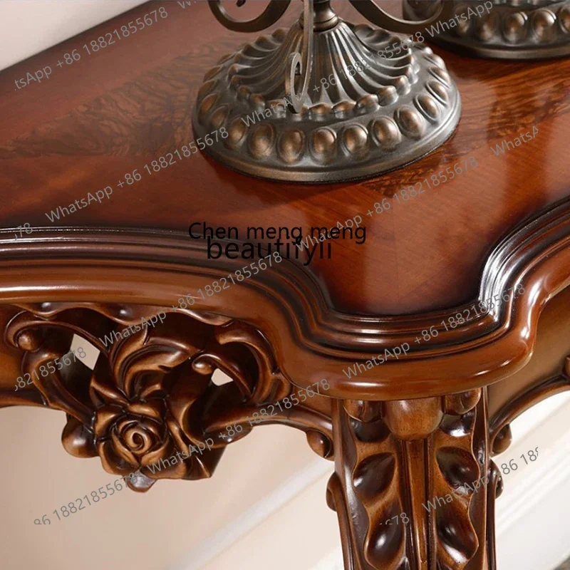 

ss7304 American Solid Wood Porch Entrance Cabinet European-Style All Solid Wood Carved Small Console Sofa Tables