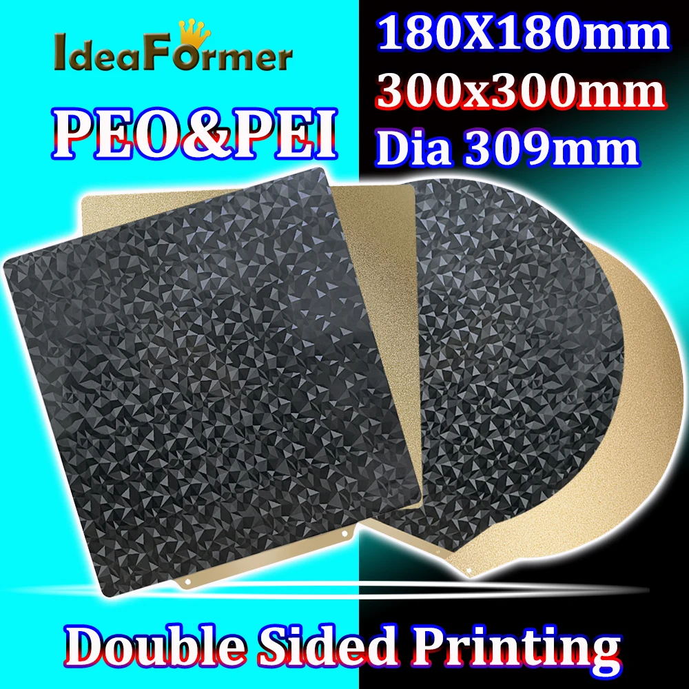 

180x180/300x300/Dia 309mm Double Heated Bed PEO+PEI Spring Steel Sheet Pei Bed for Kingroon KP3S, Ender 3 S1 Plus,Flsun V400