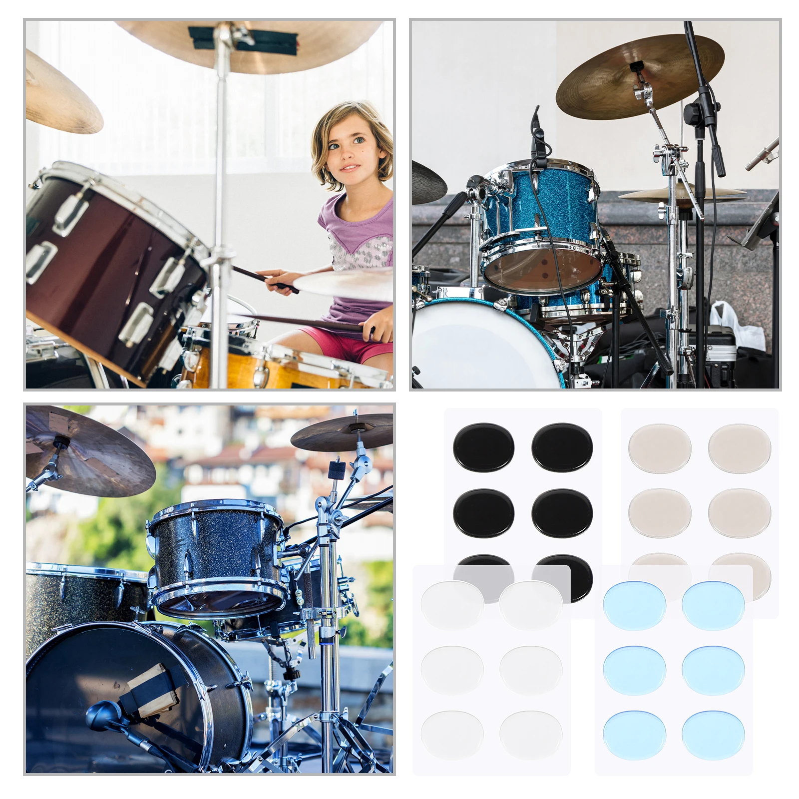 

24pcs Washable Reusable Drum Mute Pad Silicone Dampening Gel Pads Self-Adhesive Drum Accessories For Drummers Gift