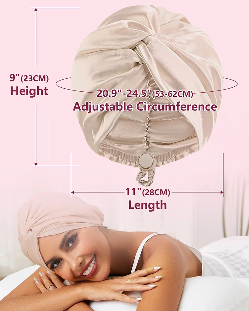 New Silk Turban Bonnets For Women Adjustable Twisted Sleeping Night Cap Stretch Chemo Head Wrap Cap For Curly Ladies