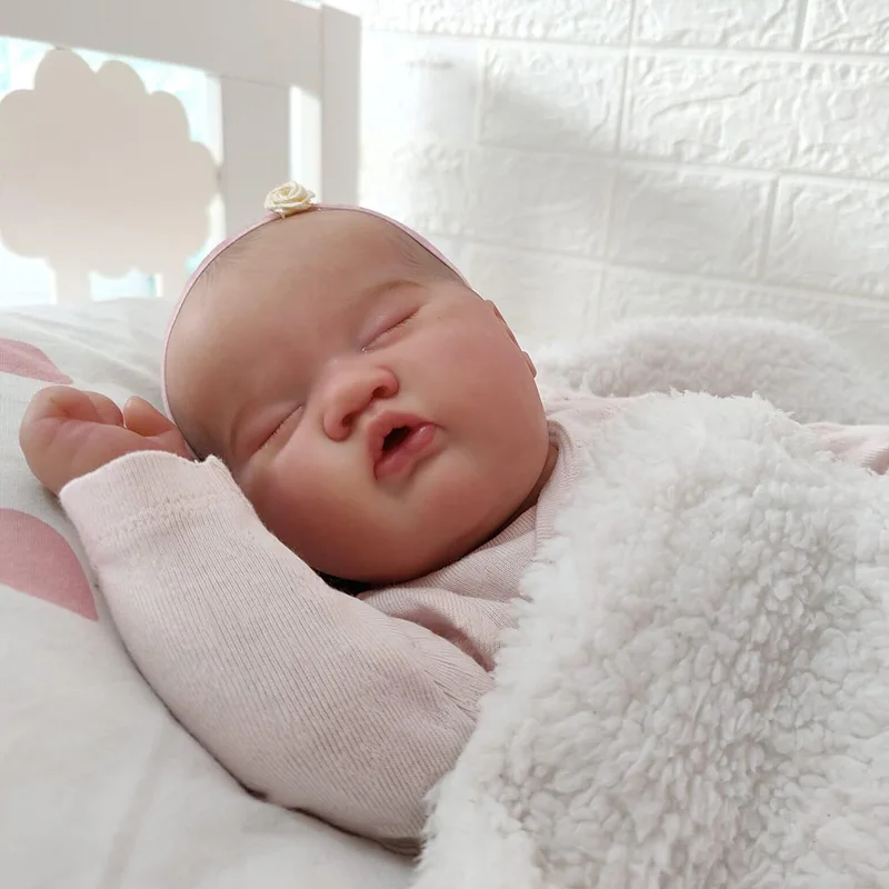 49cm já acabado boneca reborn dormindo ashia corpo macio realista bebê recém-nascido crianças brinquedos 3d pintado pele com veias visíveis
