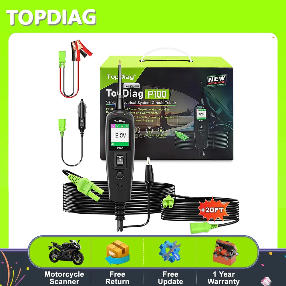 Topdiag P100 Circuit Tester Automotive, Power Circuit Probe Tester, Test Light Automotive, Car Fuse Tester, Car Diagnostic Tool