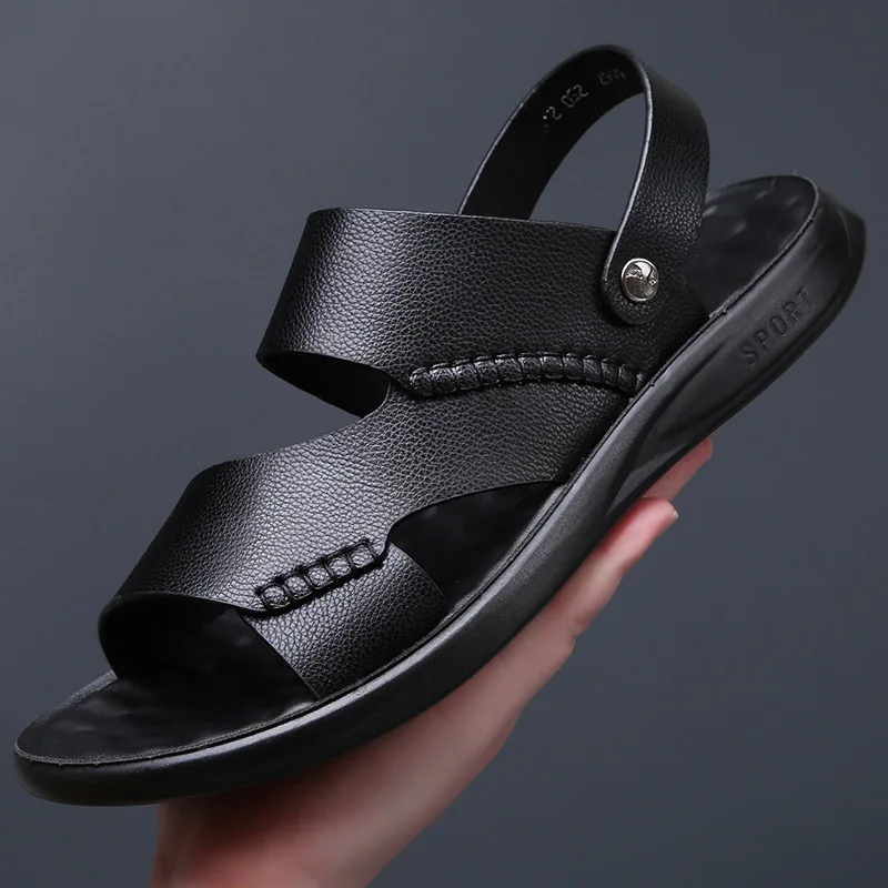 Summer Cool Shoes Men Solid Color Casual Beach Vacation Sandals Male Outdoor Dual-use Shoes Sandals Slipper Big Size Shoes 47 48