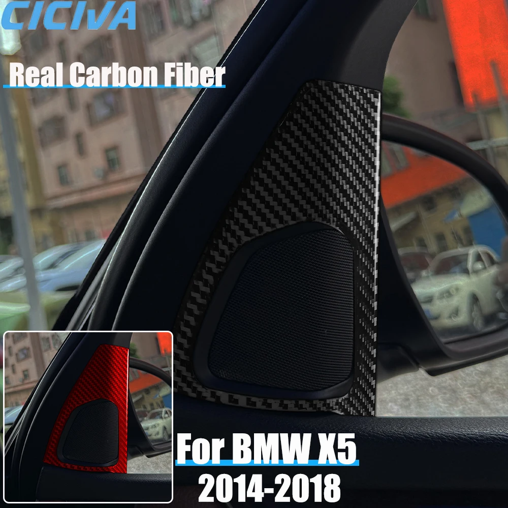 

Real Carbon Fiber Car Accessories A-pillar Speaker Decorative Trim Cover Soft Sticker For BMW X5 F15 2014 2015 2016 2017 2018