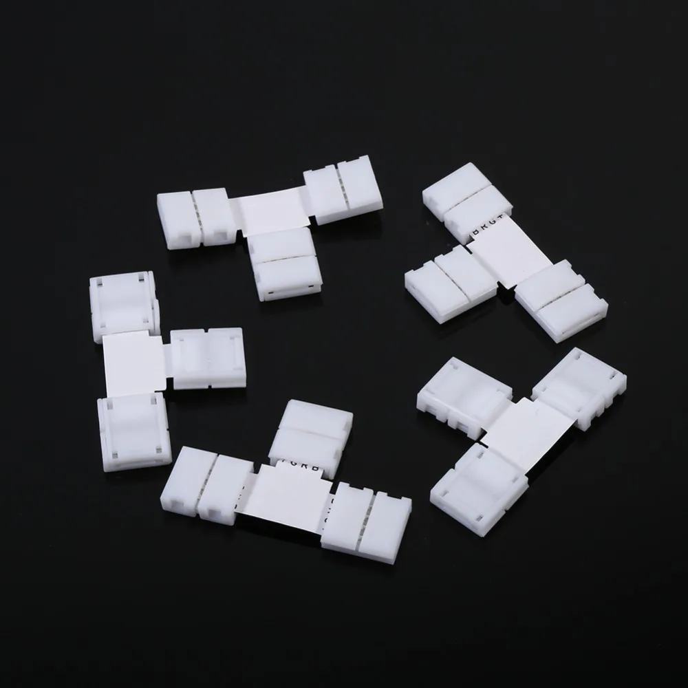5 Pack 4 Pin LED Strip Connector T Shape X Shape Solderless RGB LED Strip Connector ABS Material LED Connector SMD 5050 LED