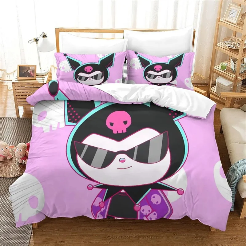 Kuromi Duvet Cover Bedding Set Pillowcase Quilt Cover Sewing Needlework Cartoon Pattern Children's Gift Suitable for Teenagers