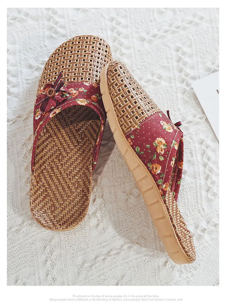 Mntrerm Sub grass Indoor Sommer Indoor Hausschuhe Holzboden leise rutsch feste Haus Frauen Rattan Gras kühlen Indoor Leinen Hausschuhe – Detail 14