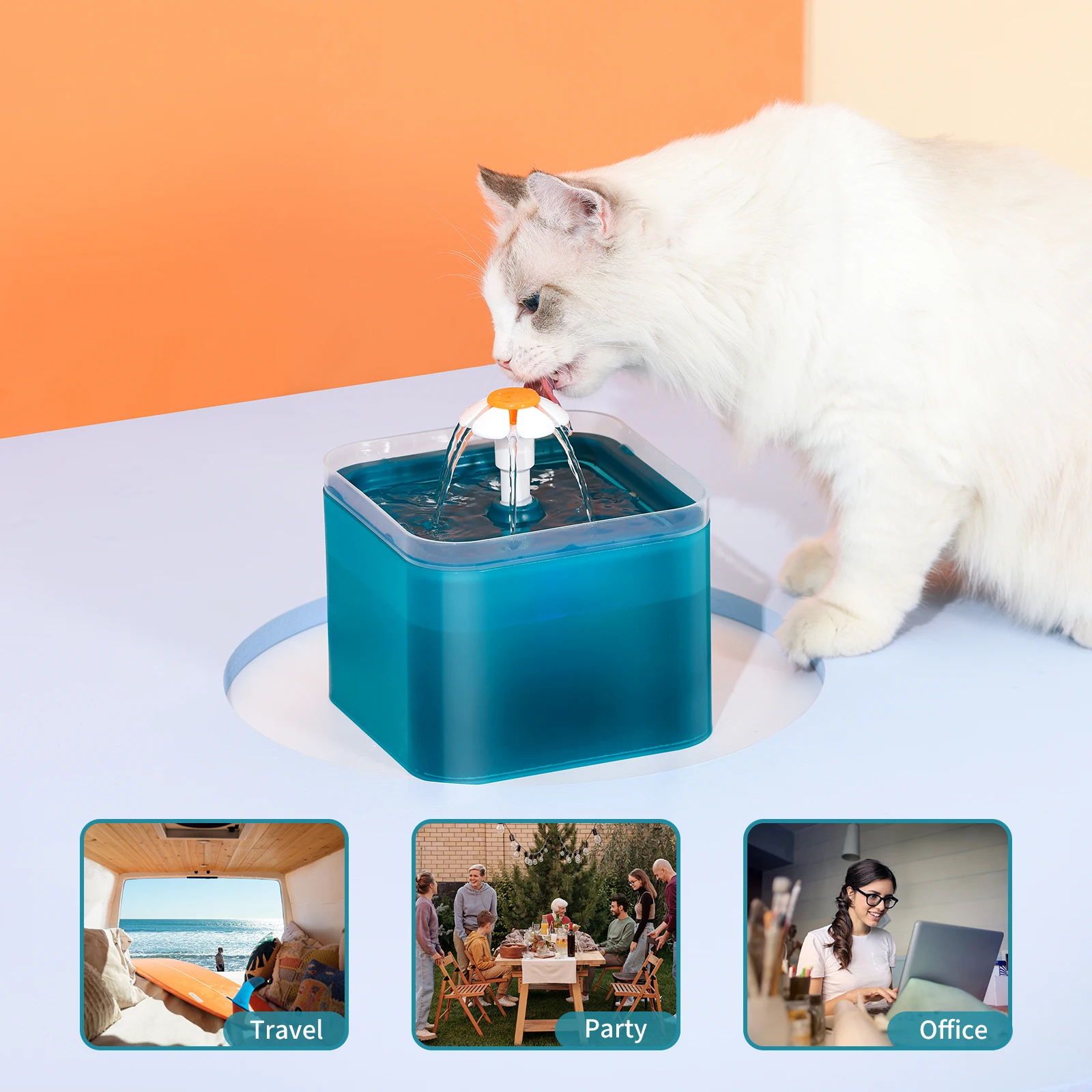2L Pet Water Fountain w/Nitelight 2