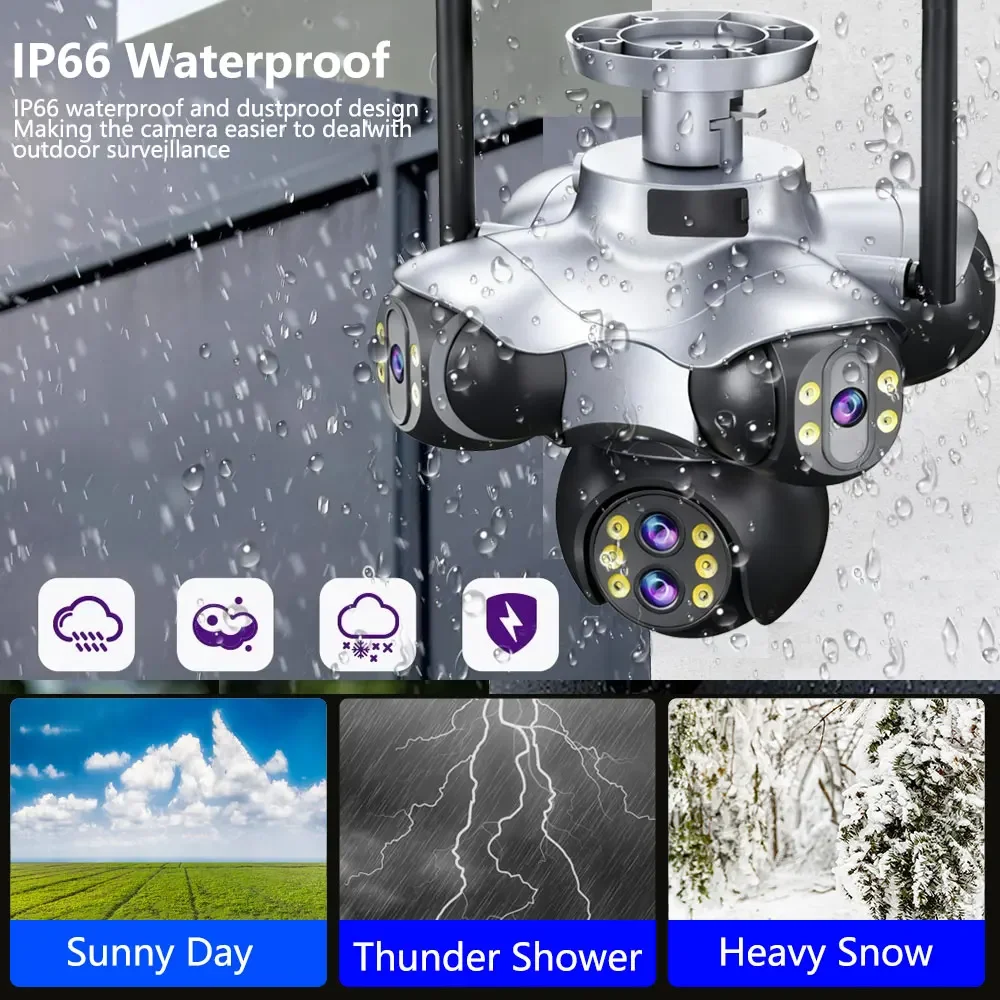 Kamera IP CCTV z pięcioma ekranami, 30 MP, 10-krotny zoom, WiFi, sześć obiektywów, kamera IP do monitoringu bezpieczeństwa 15K, monitoring wideo 720 °   Kamera bezpieczeństwa PTZ do domu