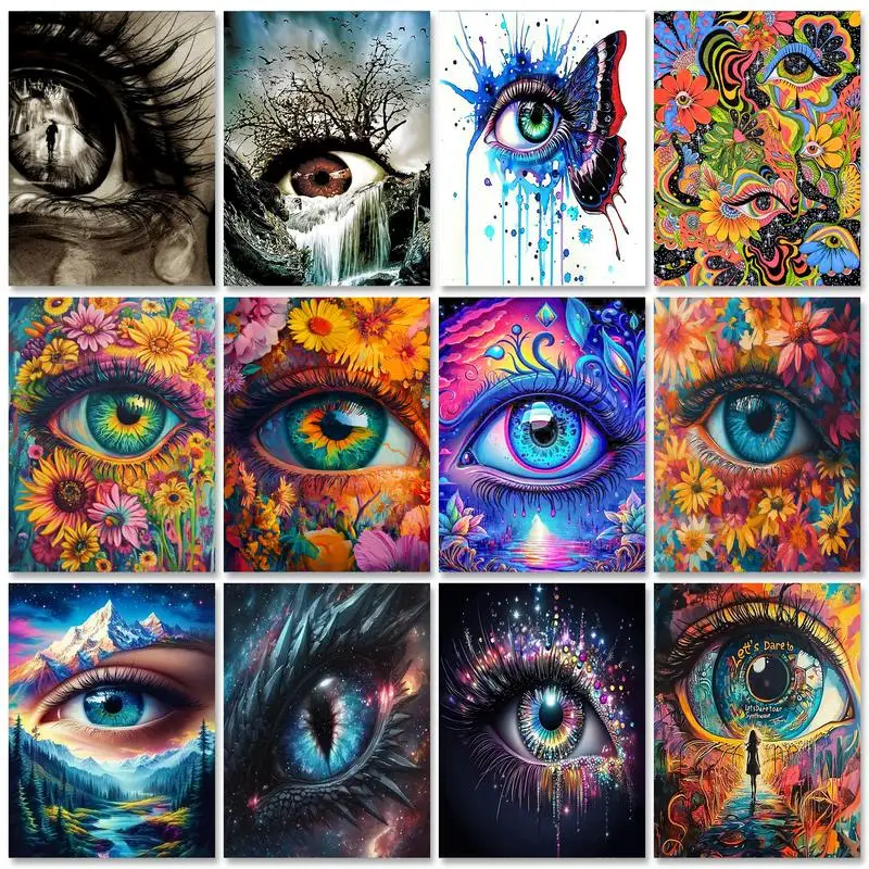 

GATYZTORY 40x50cm Painting By Numbers Paint Kit Eyes Scenery Drawing By Numbers For Adults Pictures By Numbers Figures On Canvas