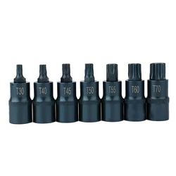 Torx Screwdriver Bits 1/2inch Socket Bits Adapter T30 T40 T45 T50 T55 T60 T70 Torx Socket Adapters Hand Tools For Ratchet Wrench