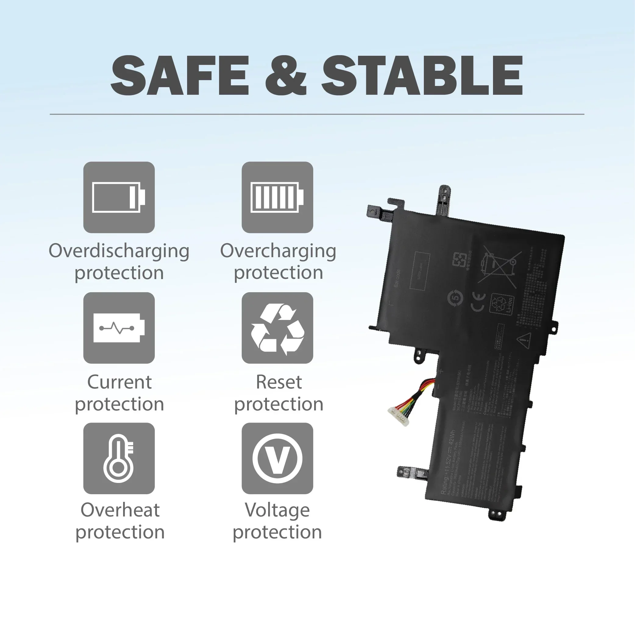 【توصيل سريع】بطارية كمبيوتر محمول B31N1842 جديدة متوافقة مع سلسلة Asus VivoBook S15 S5500F V5050E V5100E M5100U S531FA-BQ028T