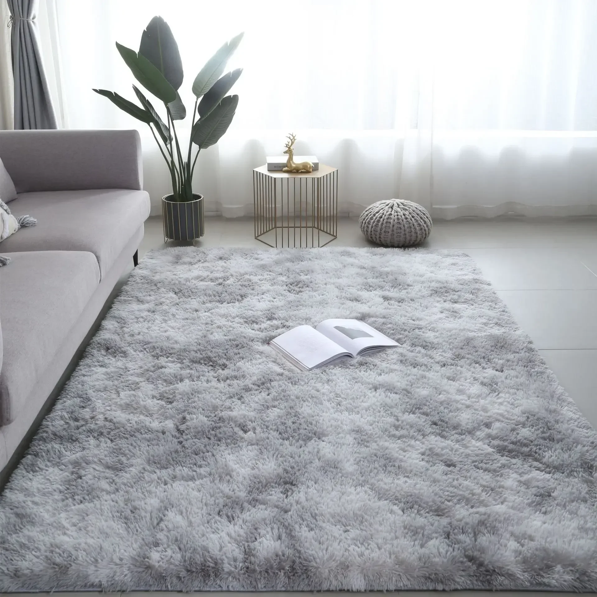 

Carpets For Living Room Modern Sofas Grey Fluffy Carpet Bedroom Decoration Anti-slip Furry Large Rug Washable Floor Covering Mat