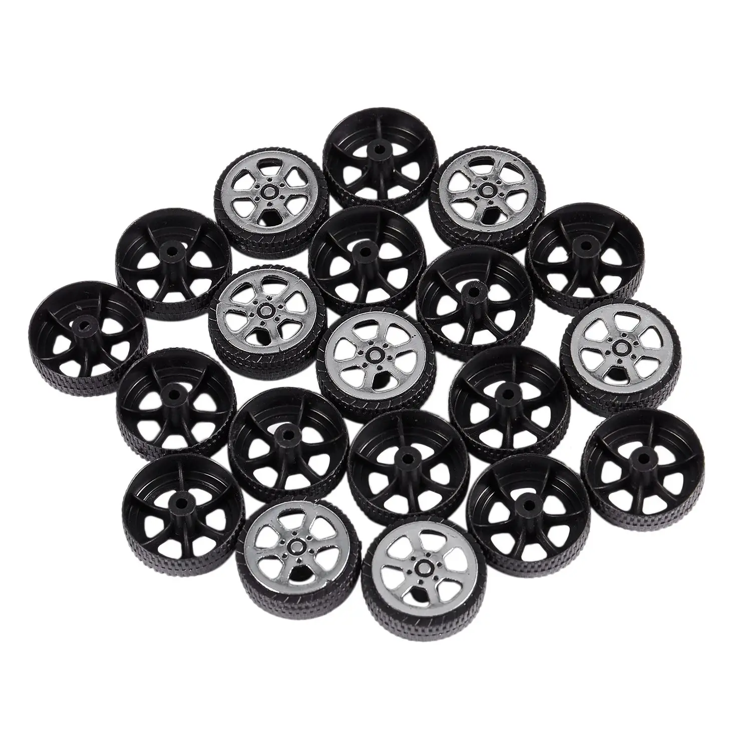 Plastic Roll 2mm Dia Shaft Car Truck Model Toys Wheel 20mmx6mm 20Pcs