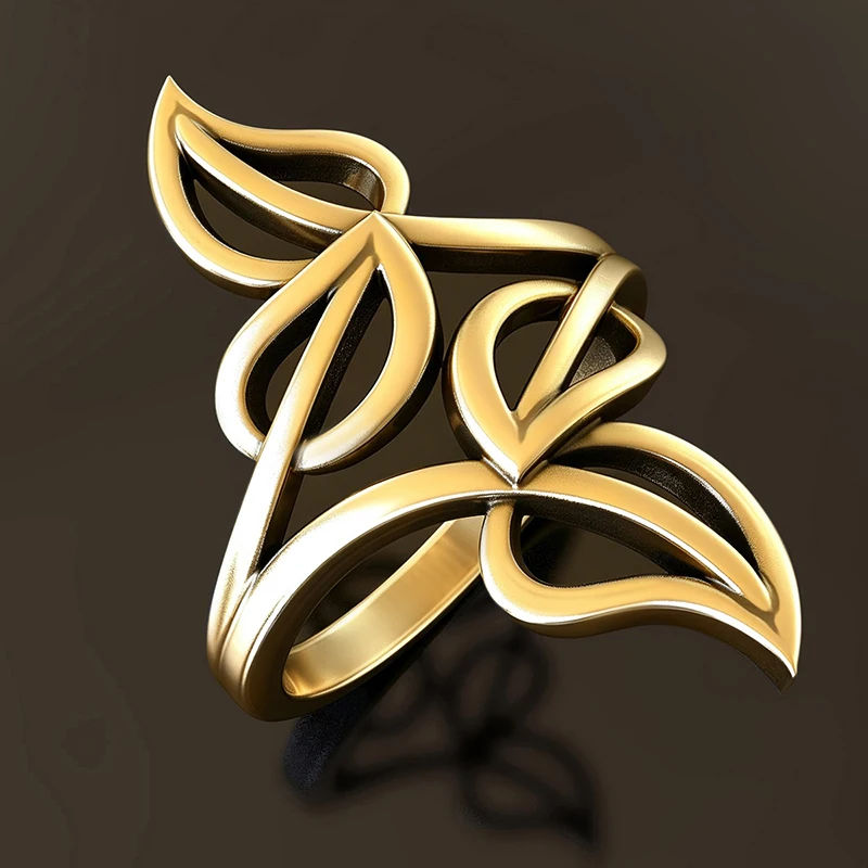 Huitan Openwork Leaf Rings for Women Antique Color Vintage Abstract Hollow Leaf-Shape Wide Band Ring Daily Wear Party Jewelry