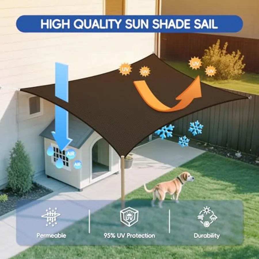 Sun Shade Sail 24'x24' Rectangle Shade Cloth for Garden, Permeable Shade Canopy Outdoor Patio Covers for Pergola Backyard Deck