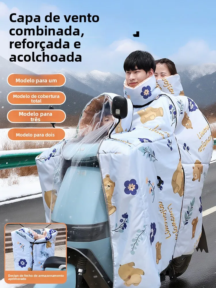 厚手のフリース電気自動車用防風レインコート-3人用組み合わせ-保温性-防水性-耐寒性