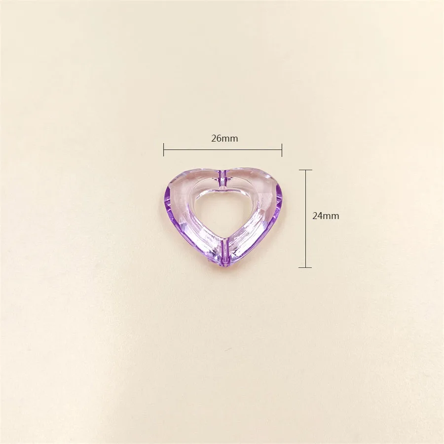 10 sztuk 24mm * 26mm Hollow akrylowe koraliki w kształcie serca cukierki kolor luźne wisiorki dla majsterkowiczów Handmade telefon breloczek tworzenia biżuterii — zdjęcie 4