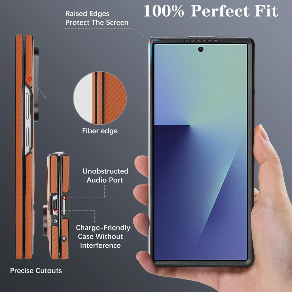 Carbon Fiber Pattern Phone Case For Samsung Galaxy Z Fold 8 Ultra 7 6 5 4 3 Fold7 Fold6 Fold8 Wrieless Charging Phone Cover
