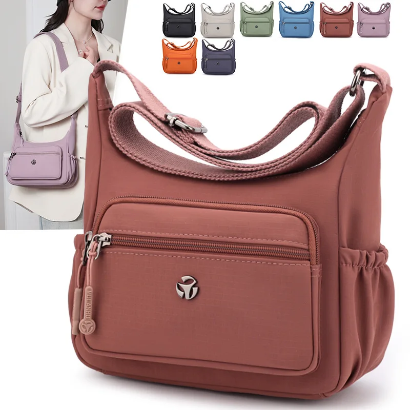 

Large capacity 2025 new fashionable casual shoulder crossbody bag fabric bag solid color middle-aged women's mother ita bag vip