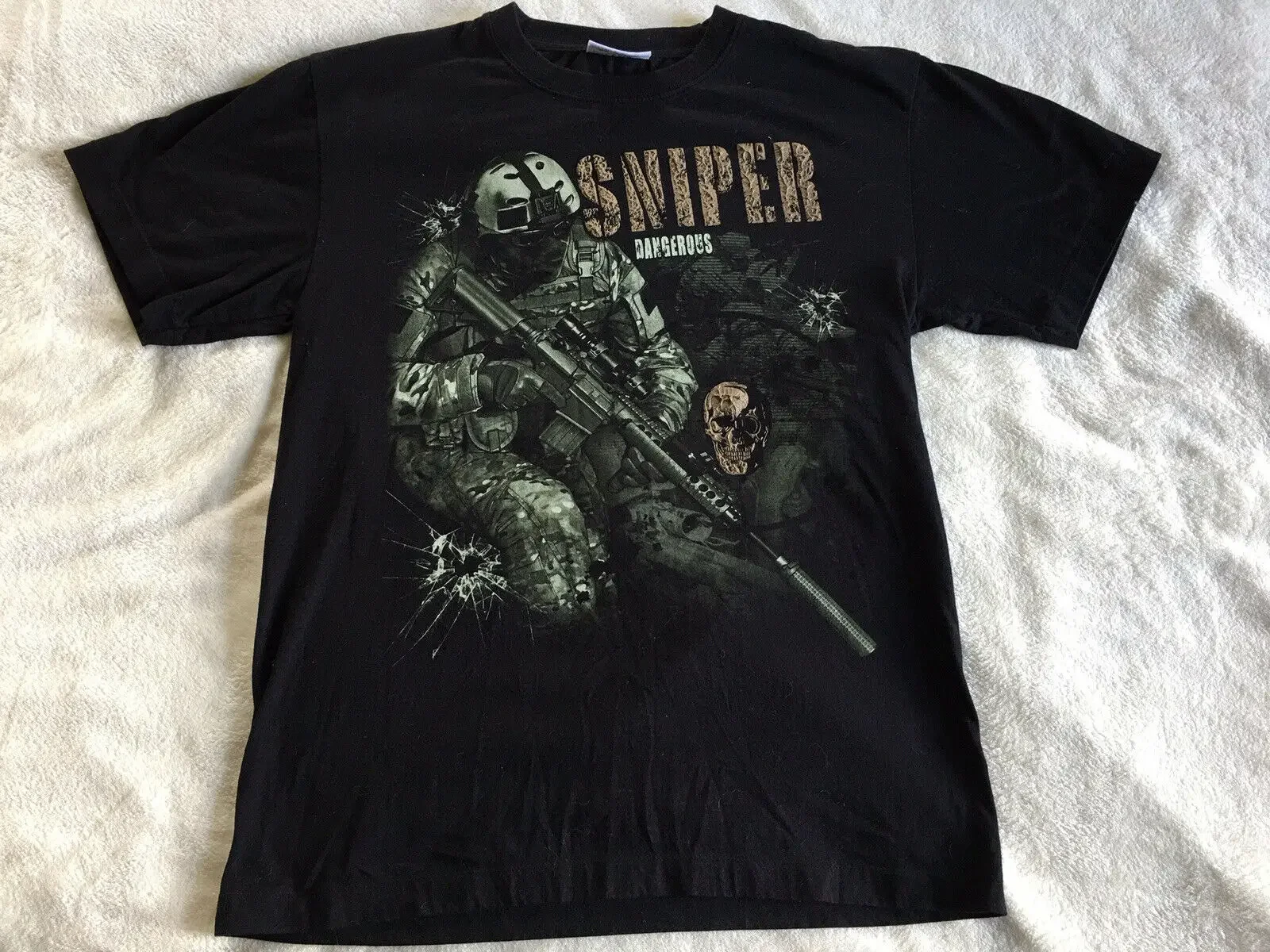 

Unique Military Style Soldiers Illustration Sniper T-Shirt. Summer Cotton Short Sleeve O-Neck Mens T Shirt New S-3XL