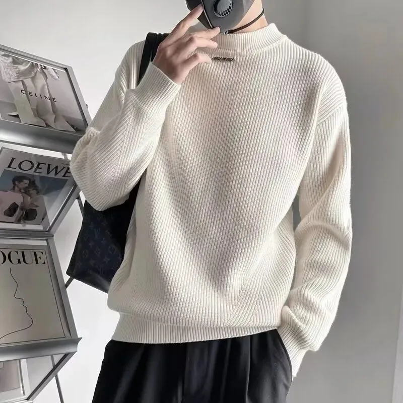 

Осенне-зимний трикотаж, нижняя рубашка с полуводолазкой и длинным рукавом, однотонный пуловер с круглым вырезом, модный повседневный топ