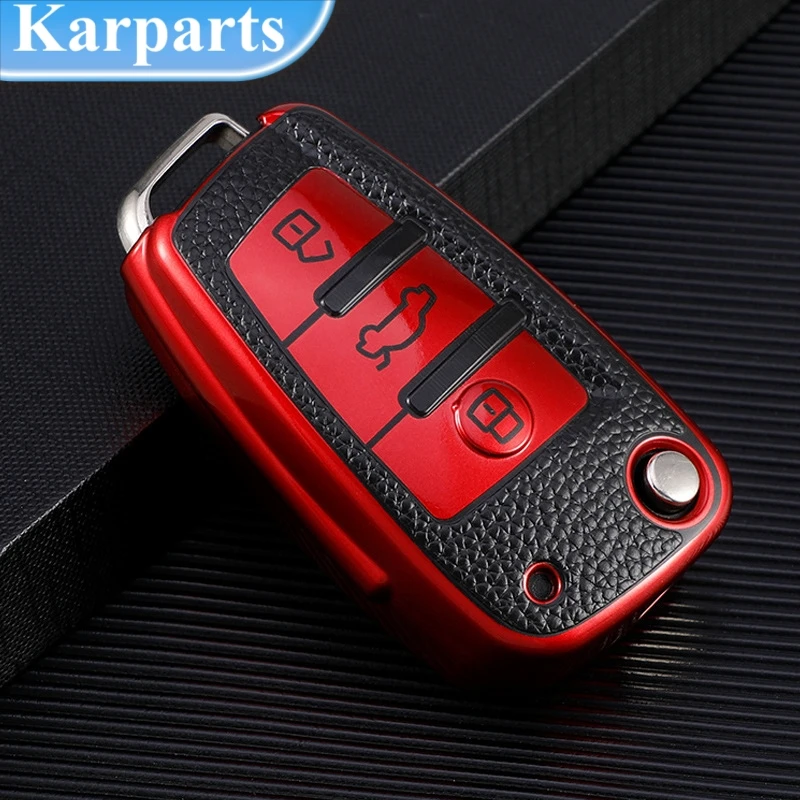 

Fashion Leather TPU Car Key Cover Case for Audi A3 8L 8P A4 B6 B7 B8 A6 C5 C6 4F RS3 Q3 Q7 TT 8L 8V S3 Key Fob Shell Accessories