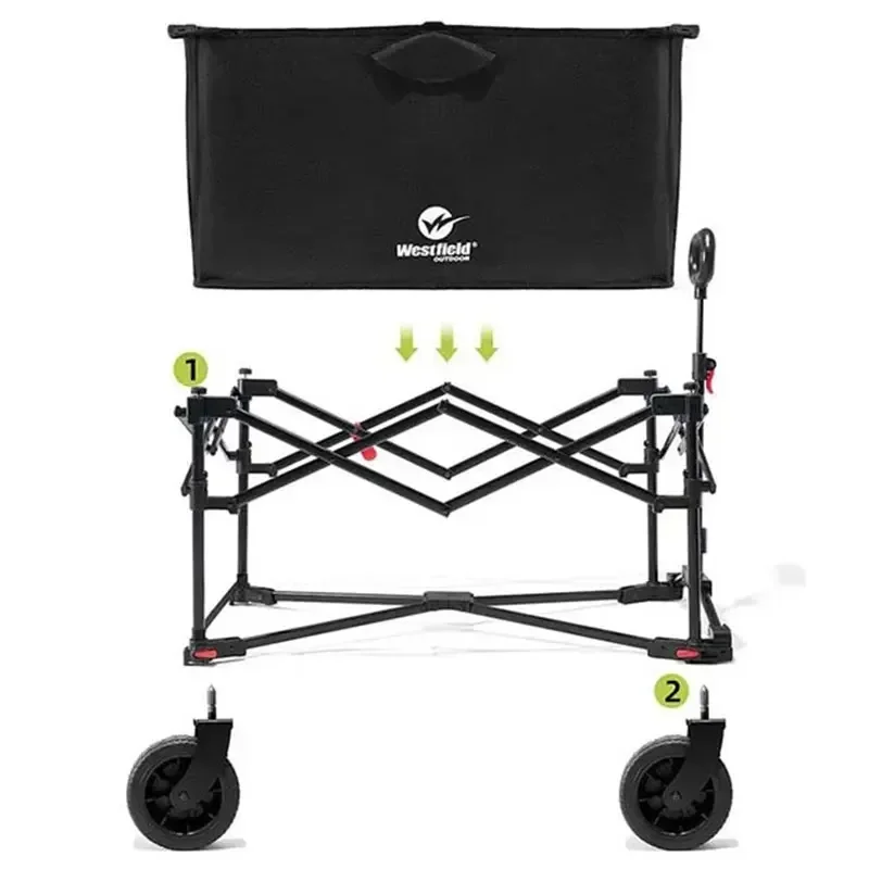 MOEYE Camping Trolley 400L Large Capacity Folding Wagon Cart Portable Outdoor Multifunction Adjustable Handle Trolley