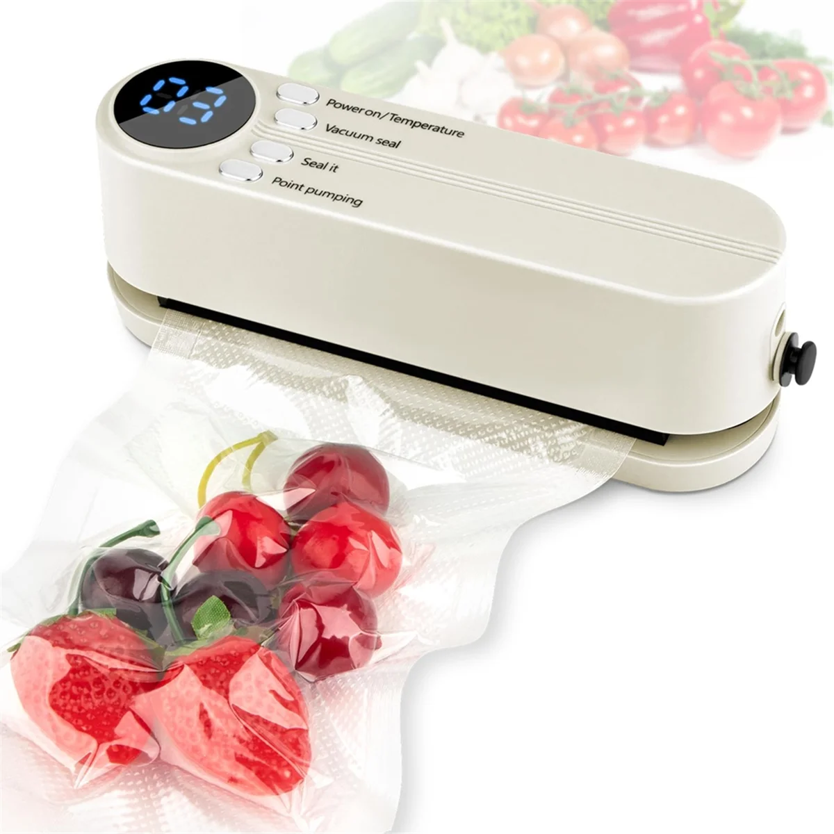 

A61I Mini Vacuum Sealer for Food,3in1 Cordless Rechargeable Food Sealer for Dry/Moist Food Storage,Heat Sealer for Bags Beige
