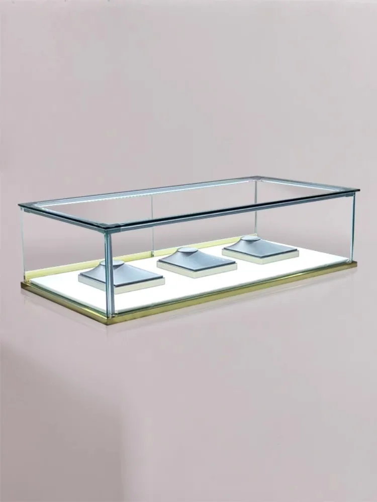 Custom.Transparent Glass Small Table Top Jewelry Display Cabinet Customized Dustproof Storage Showcase Cabinet Accessories
